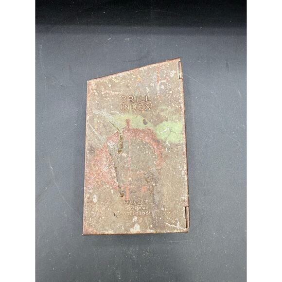 VINTAGE 1930s HUOT INDEX Drill Bit Metal Storage Box -16 bits only - Picture 8 of 8